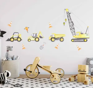Construction Set Australian Design Hand Painted Peel & Stick, Removable Wall Decal. Nursery, Kids Playroom, Kids Teens Bedroom