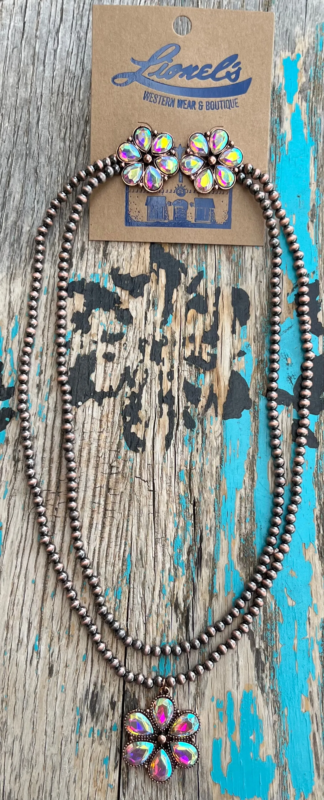 Copper Finish Navajo Pearl Necklace w/ Earrings Set
