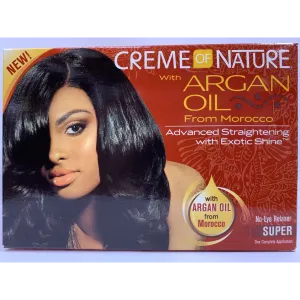 Creme of Nature Argan Oil Advanced Straightening with Exotic Shine No-Lye Relaxer Kit Super - 1 Application