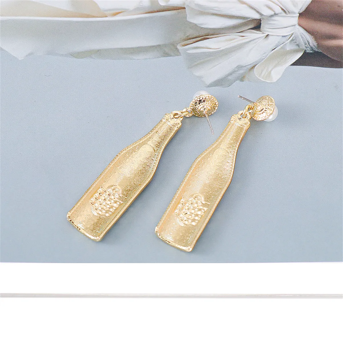 Cubic Zirconia & Pearl Wine Bottle Drop Earrings