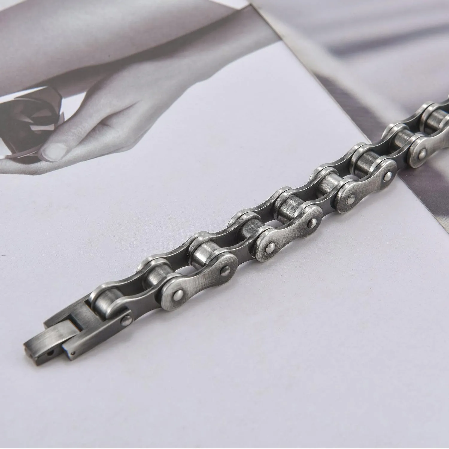Cycolinks 10mm Retro Rustic Silver Bike Chain Bracelet