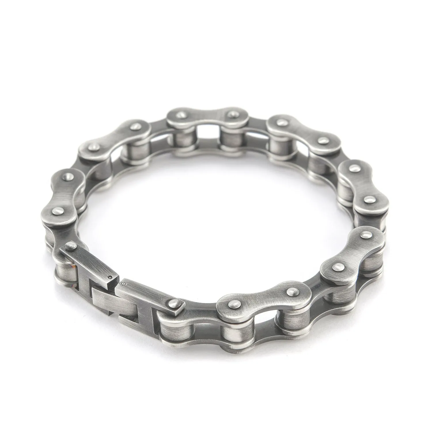 Cycolinks 10mm Retro Rustic Silver Bike Chain Bracelet