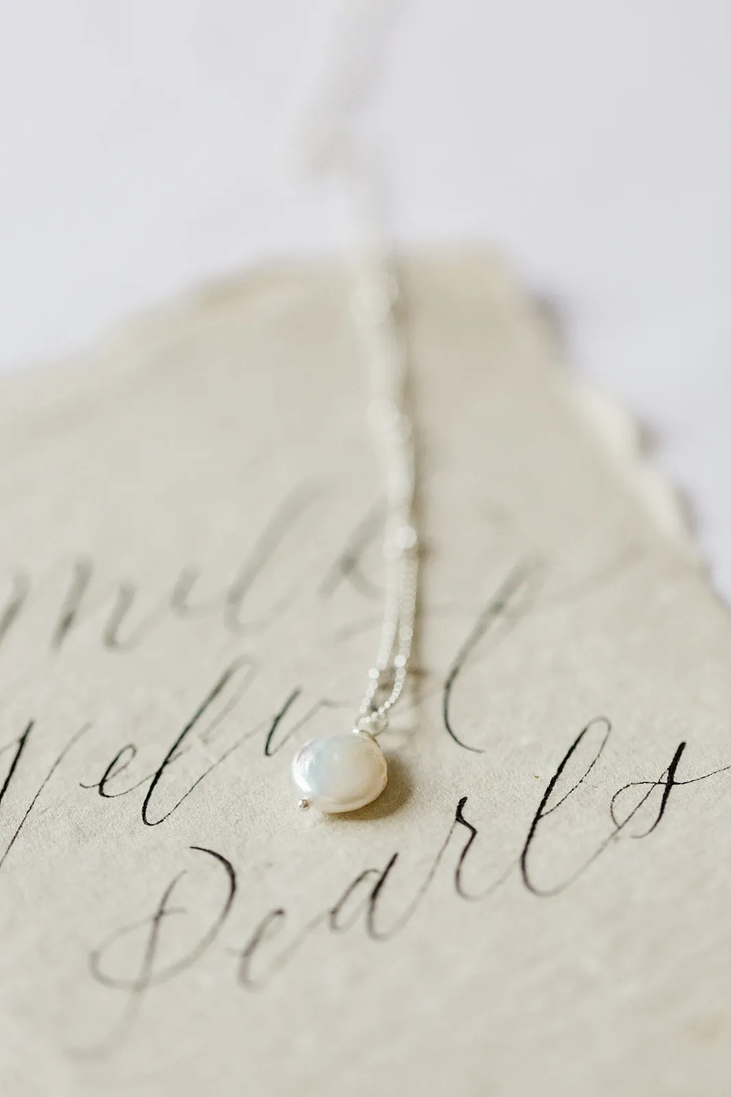 Dainty Coin Pearl Necklace, Sterling Silver
