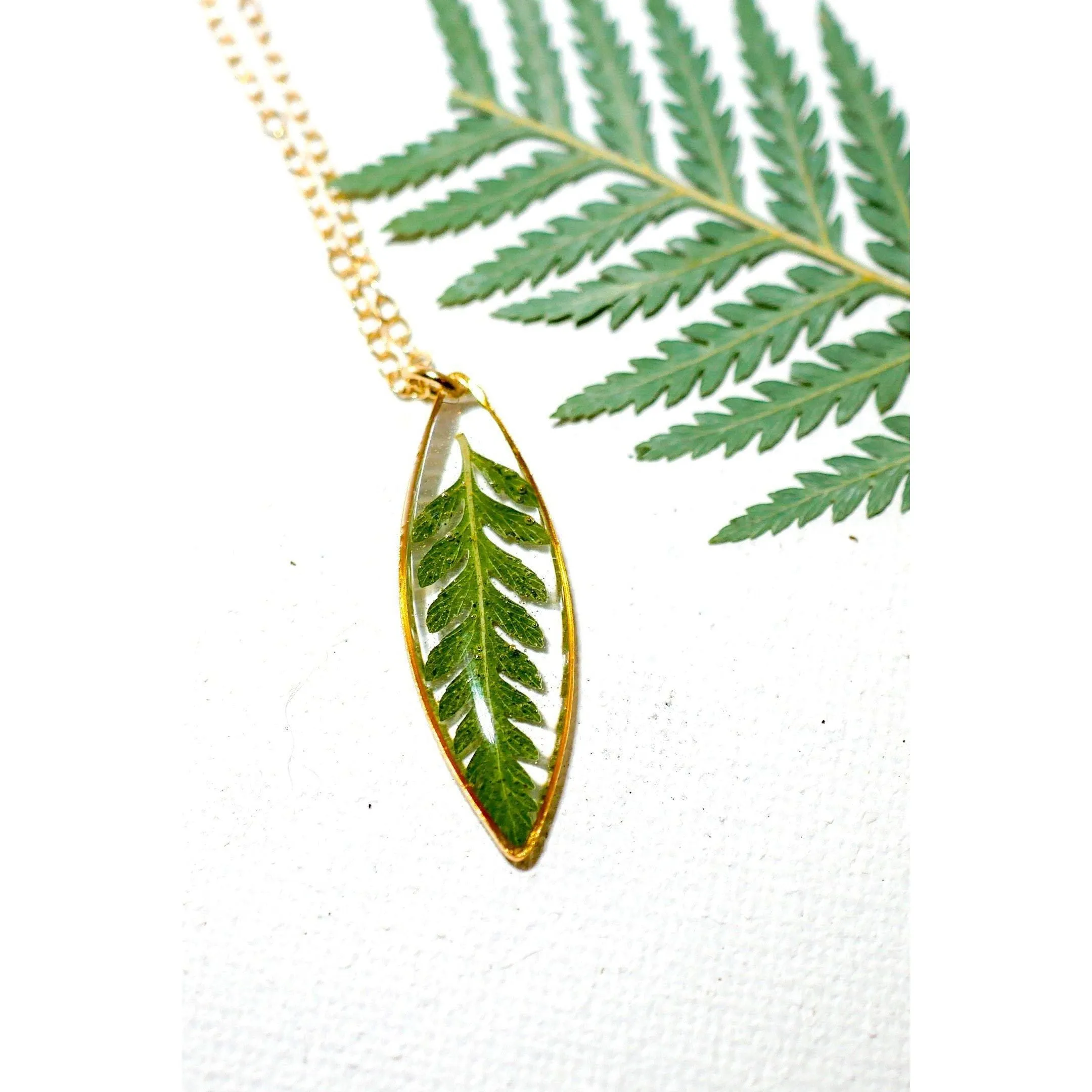 Dainty Fern Leaf Marquise Necklace