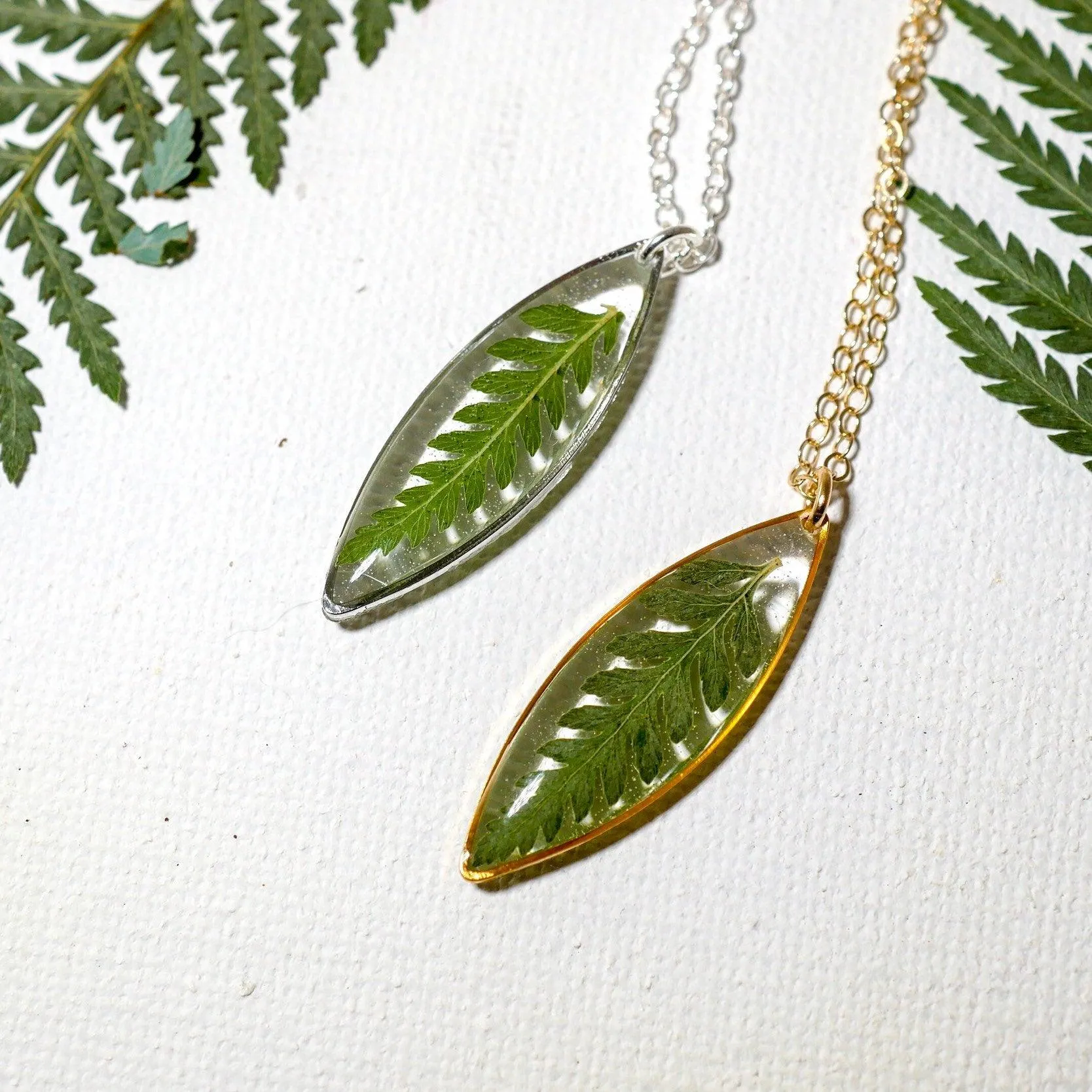 Dainty Fern Leaf Marquise Necklace