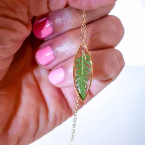 Dainty Fern Leaf Marquise Necklace