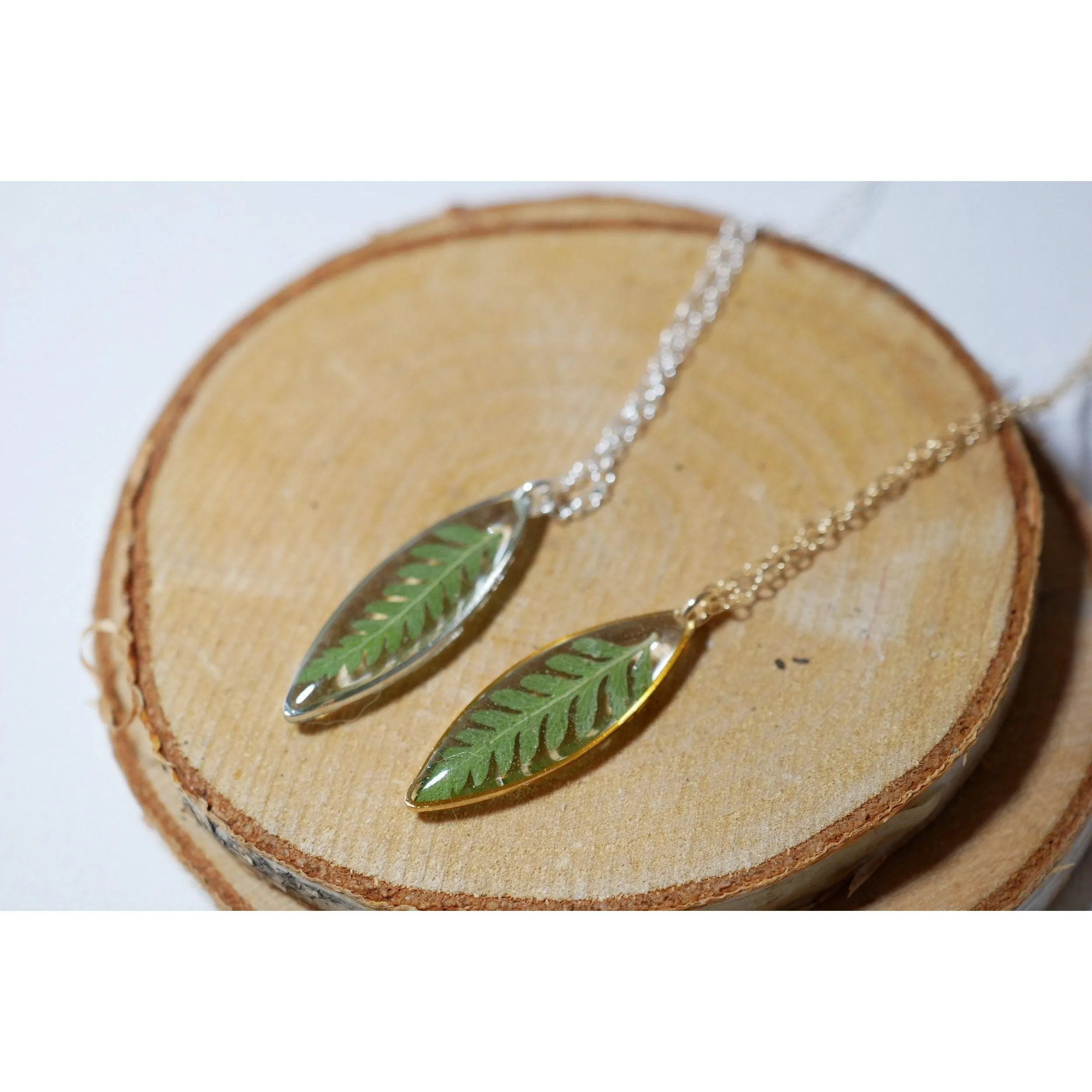 Dainty Fern Leaf Marquise Necklace