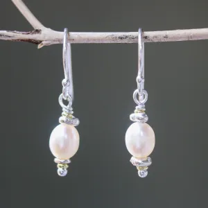 dainty freshwater pearl earring on hypoallergenic sterling silver, drop earring, dangle earring, boho earring, gift for women