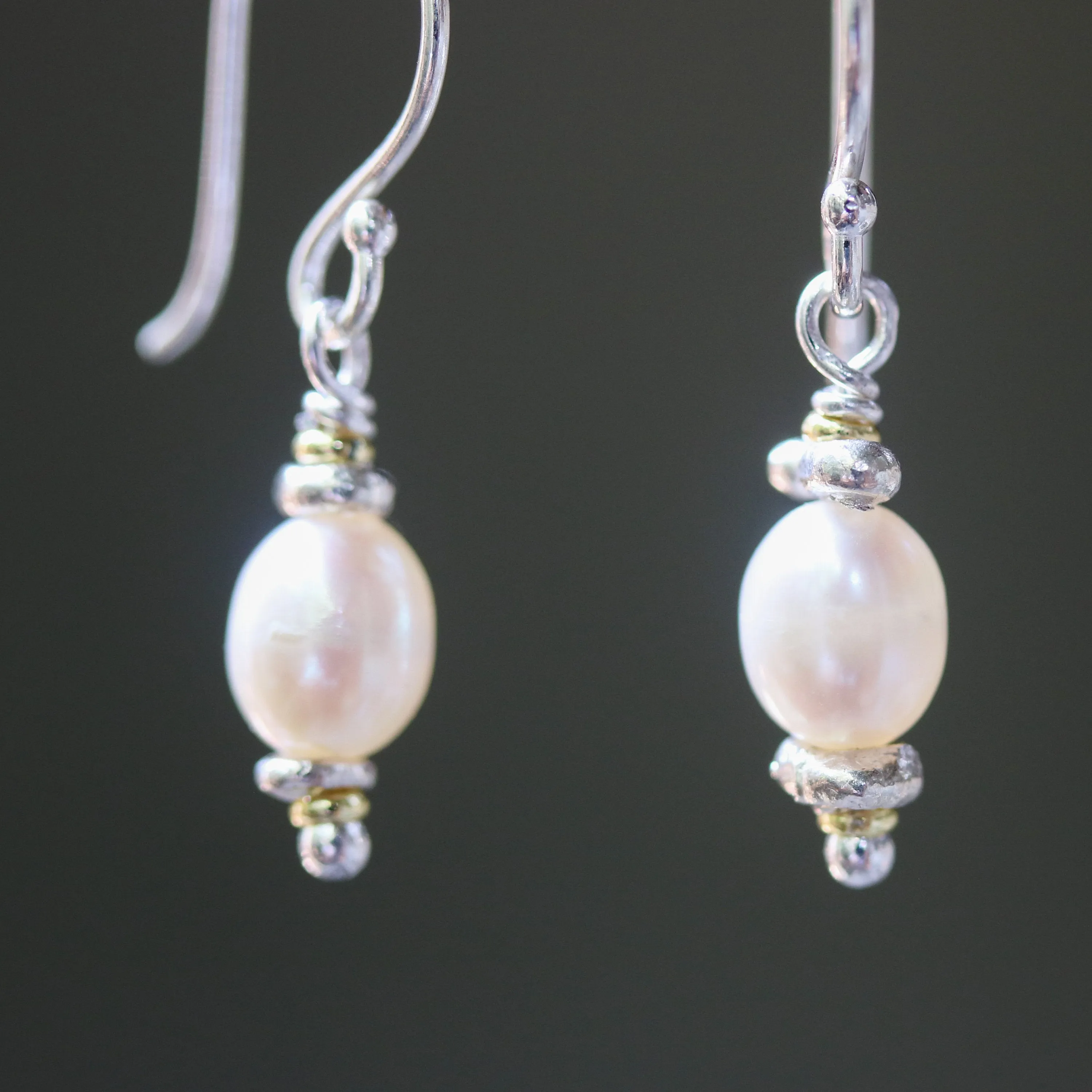 dainty freshwater pearl earring on hypoallergenic sterling silver, drop earring, dangle earring, boho earring, gift for women