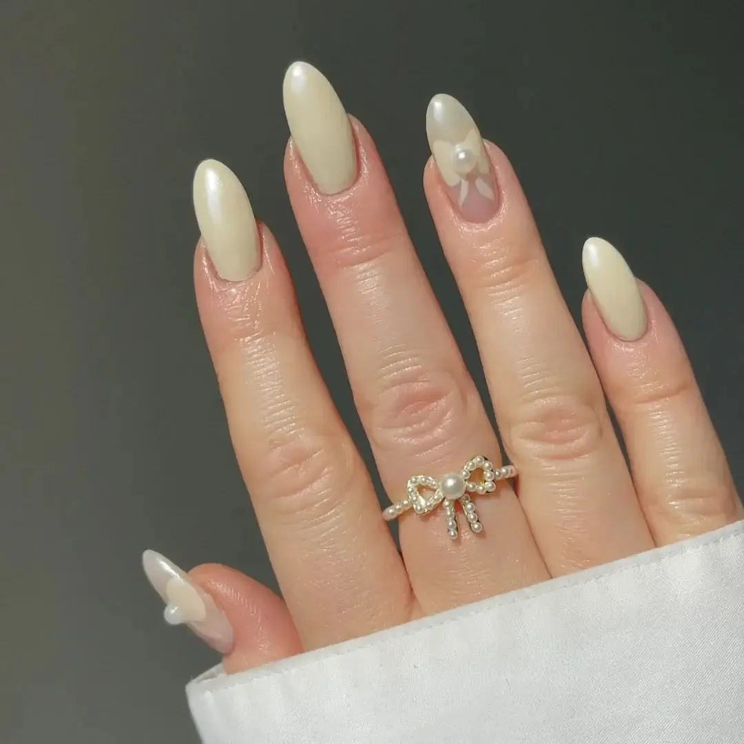Dainty Pearl Encrusted Bow Ring