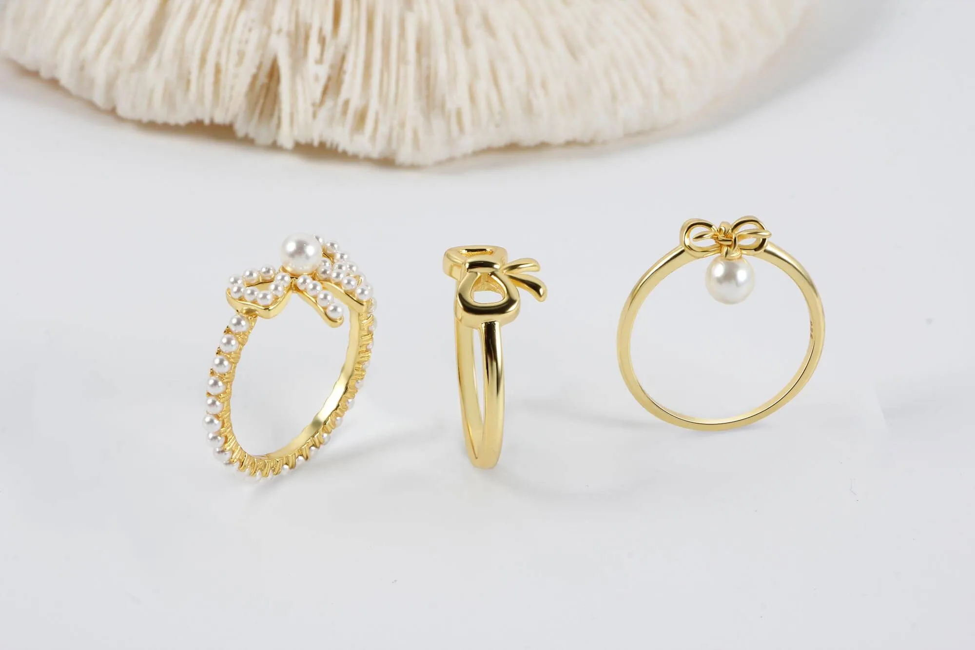 Dainty Pearl Encrusted Bow Ring