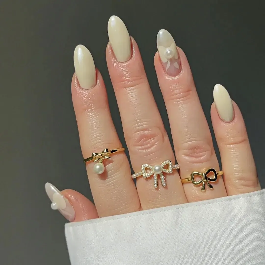 Dainty Pearl Encrusted Bow Ring