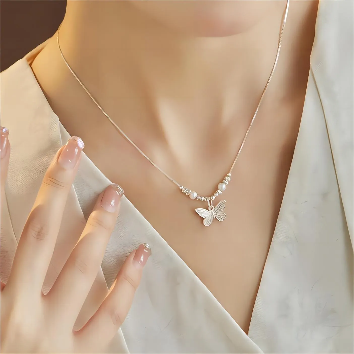 Dainty Silver Filled Butterfly Necklace