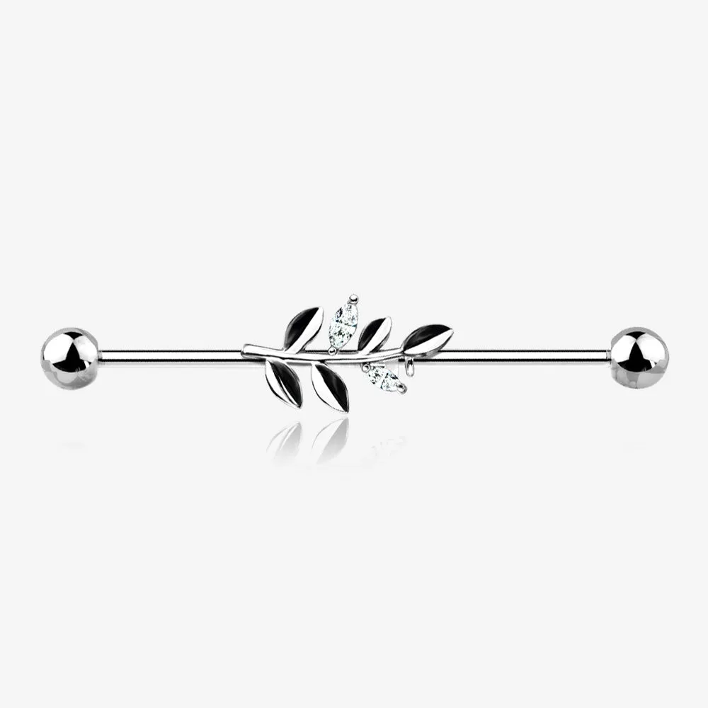 Dainty Sparkle Leaflet Industrial Barbell