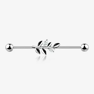 Dainty Sparkle Leaflet Industrial Barbell