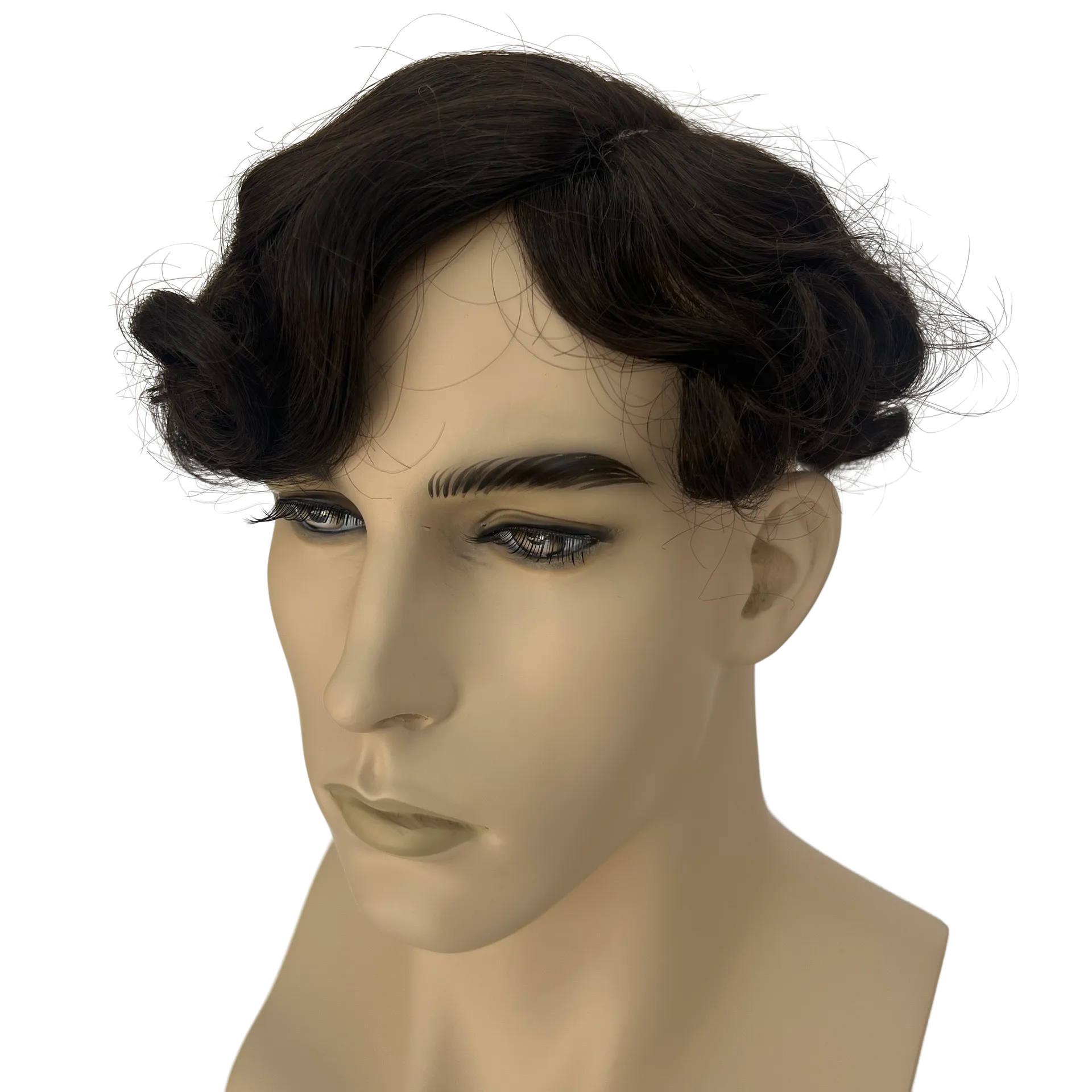 Dark Brown Hair System for Men Toupee Hand-tied Edging Base Hairpiece for Men