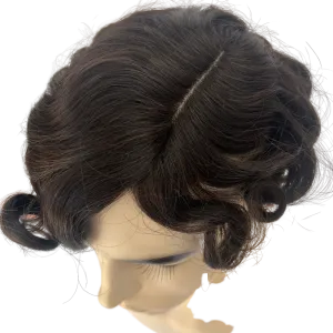 Dark Brown Hair System for Men Toupee Hand-tied Edging Base Hairpiece for Men