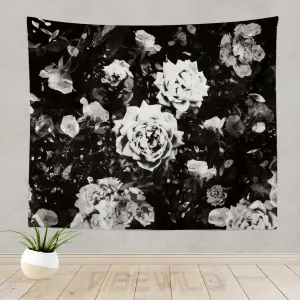 Dark White Rose Tapestry