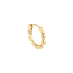 Diamond X Solid Flower Cartilage Huggie Earring 14K