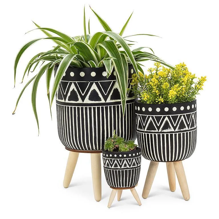 Dot&Line Tripod Planter-Blk