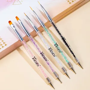 Double-Ended Nail Art Brushes, Nail Design Tools Kit 5 PCS Including Nail Liner Brush and Nail Dotting Pens for Acrylic Nail Home Salon by YADADA