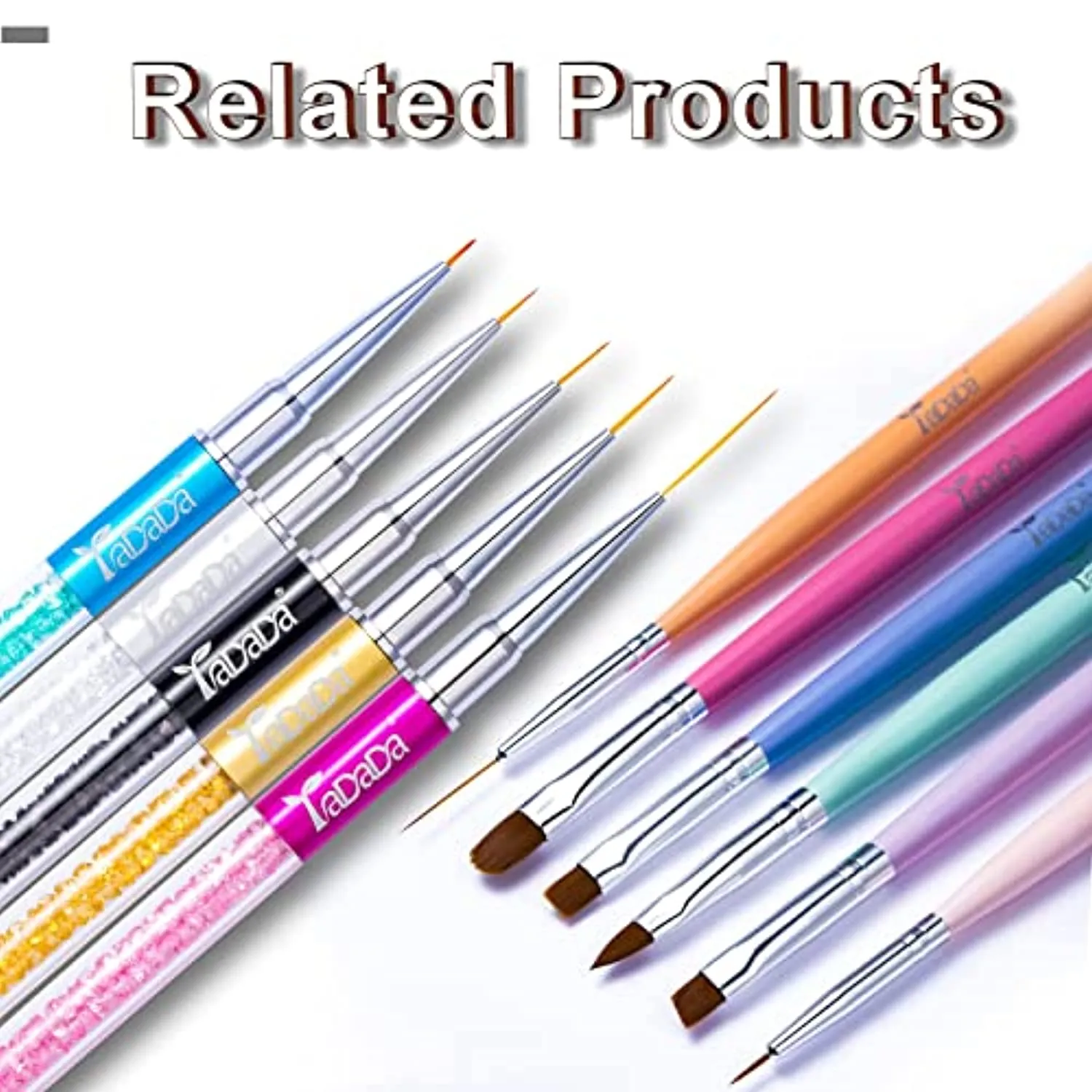 Double-Ended Nail Art Brushes, Nail Design Tools Kit 5 PCS Including Nail Liner Brush and Nail Dotting Pens for Acrylic Nail Home Salon by YADADA