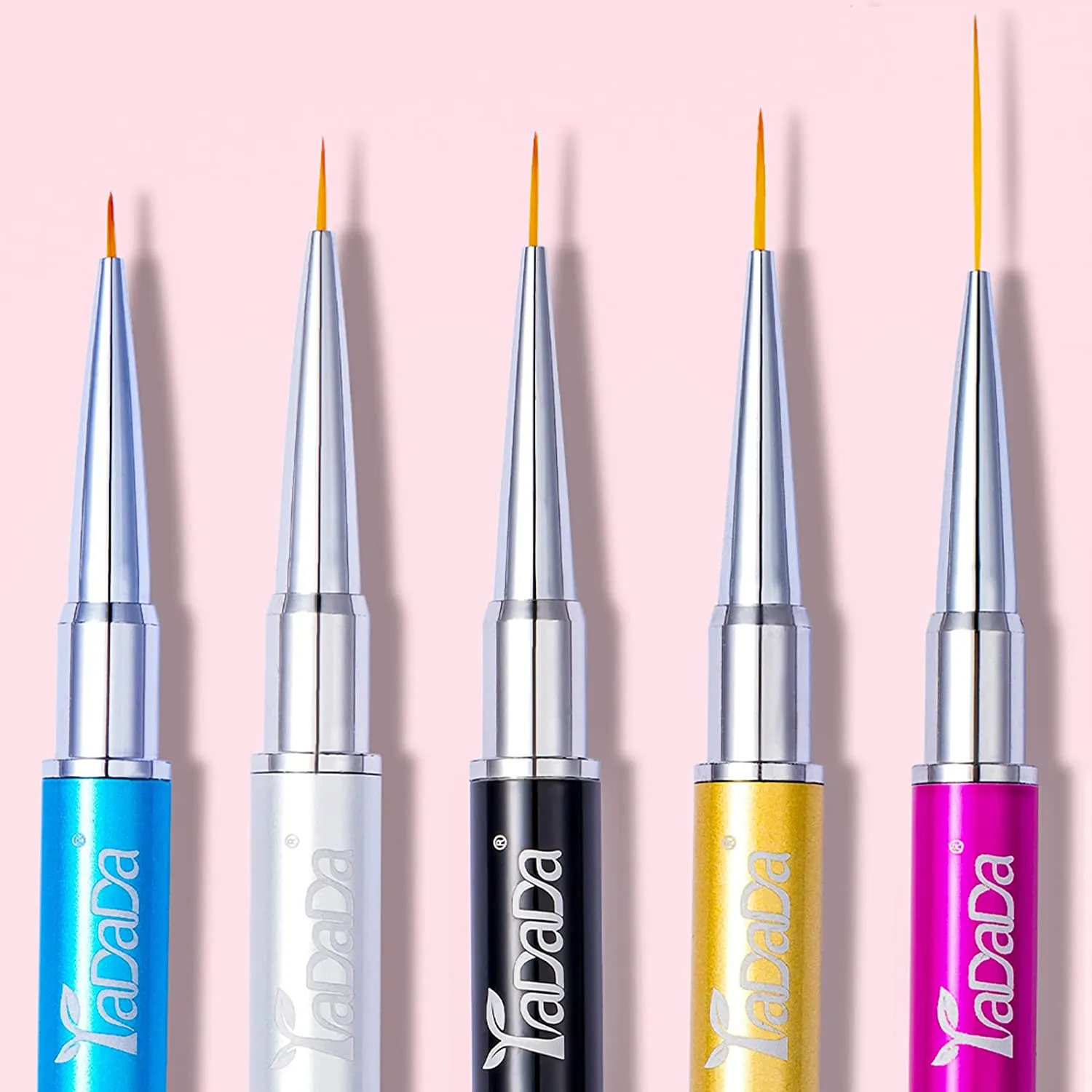 Double-Ended Nail Art Brushes, Nail Design Tools Kit 5 PCS Including Nail Liner Brush and Nail Dotting Pens for Acrylic Nail Home Salon by YADADA