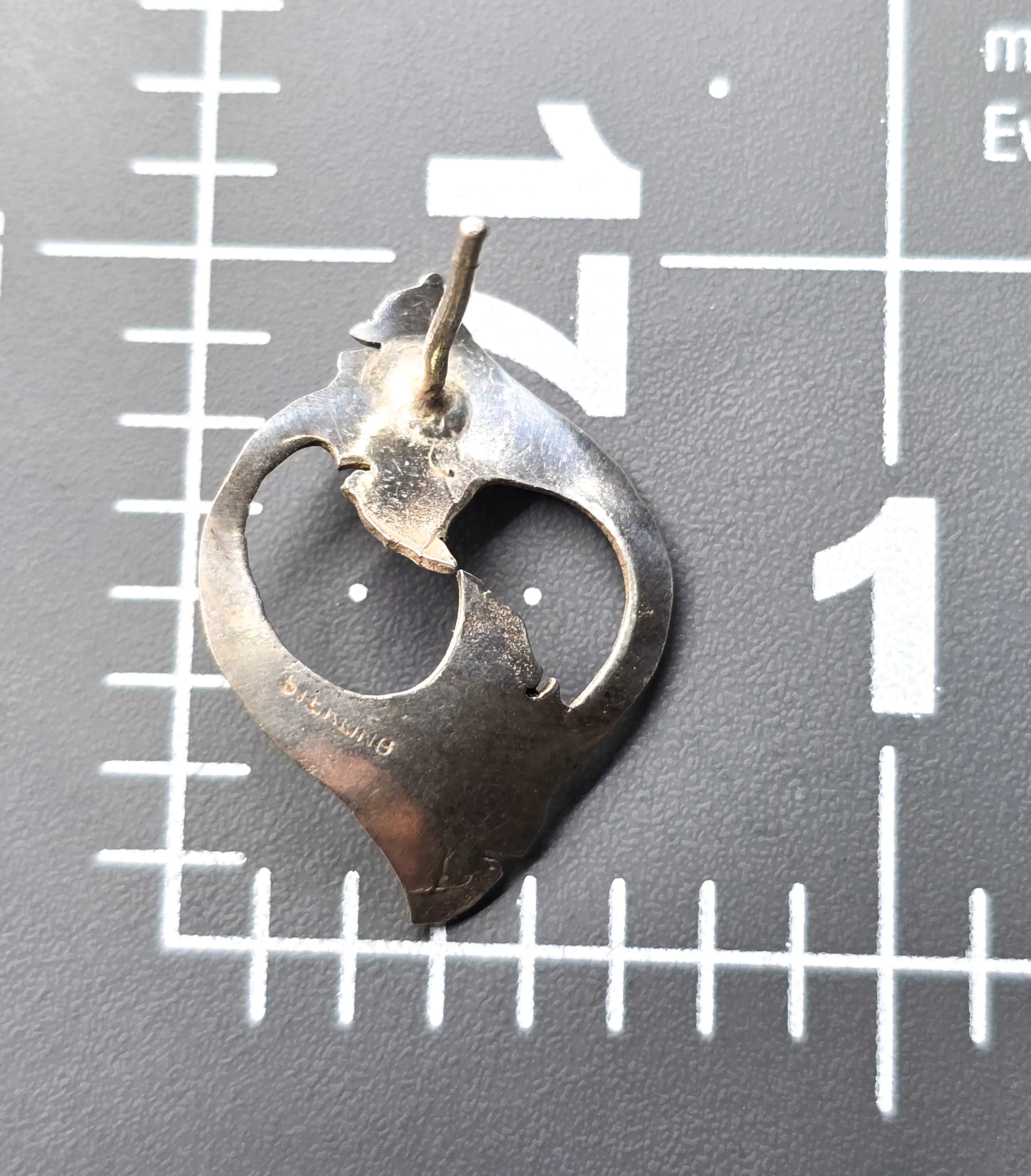 Double lily flower Art Nouveau vintage sterling silver stud earrings