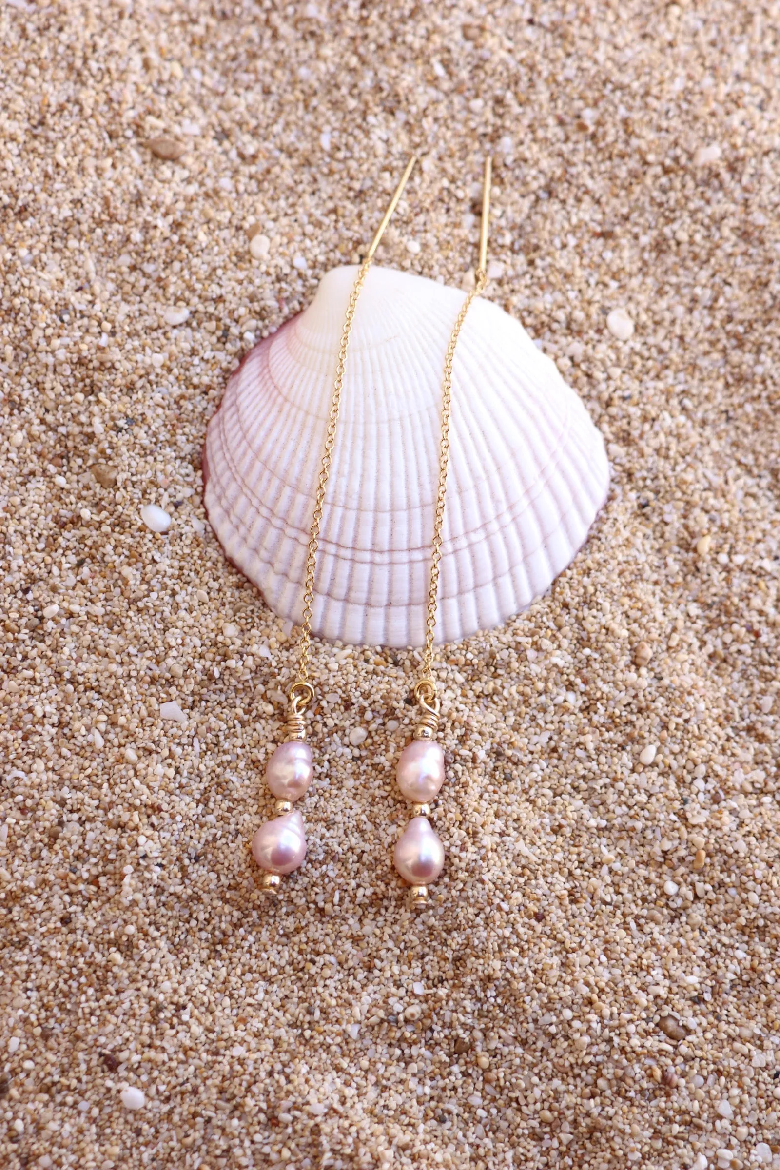 Double Pearl Threader Earrings