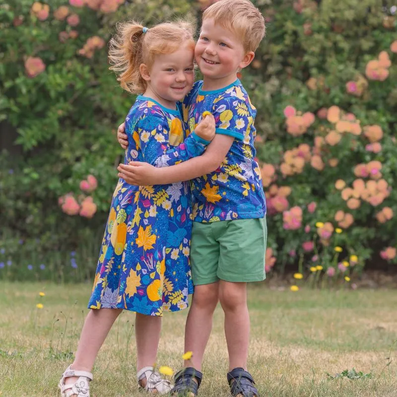 DUNS Sweden Kids Fall Flowers T-shirt - Blue