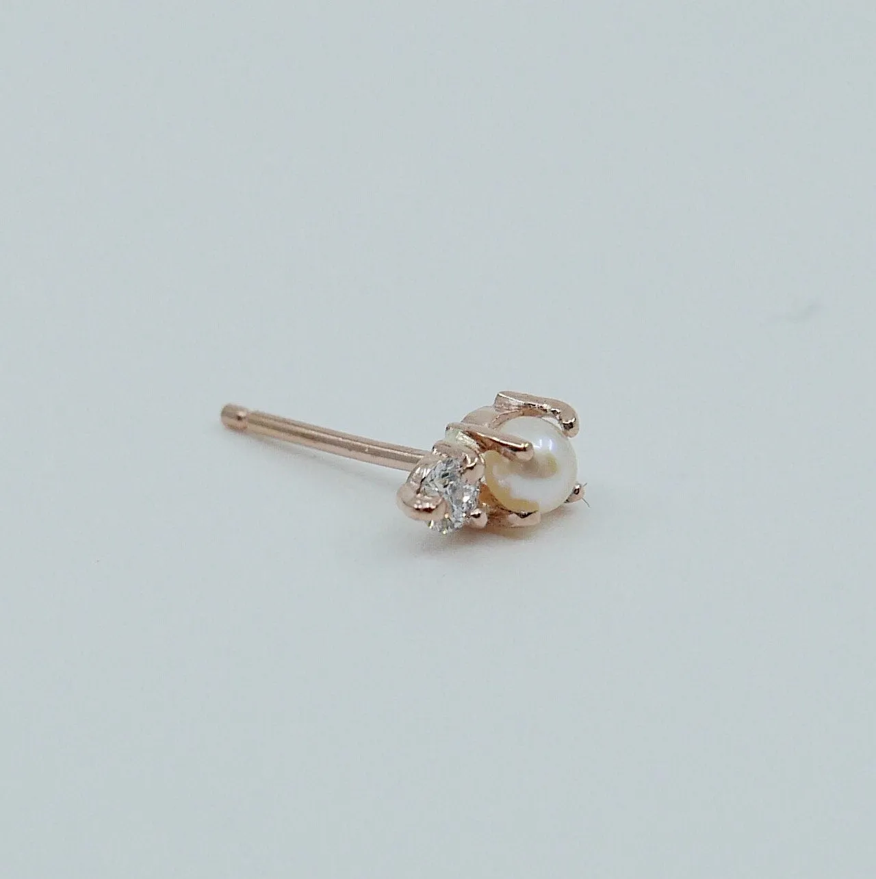 Duo Pearl & Diamond Stud Earring