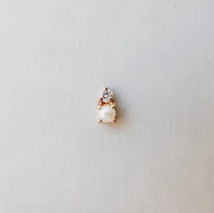 Duo Pearl & Diamond Stud Earring