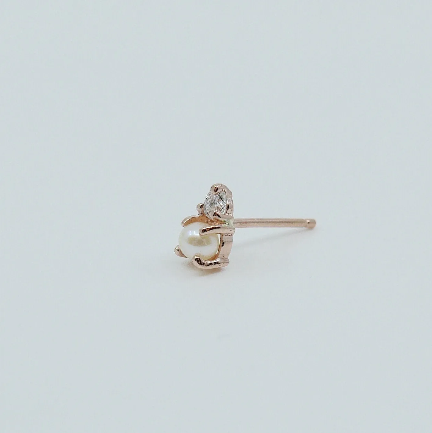 Duo Pearl & Diamond Stud Earring