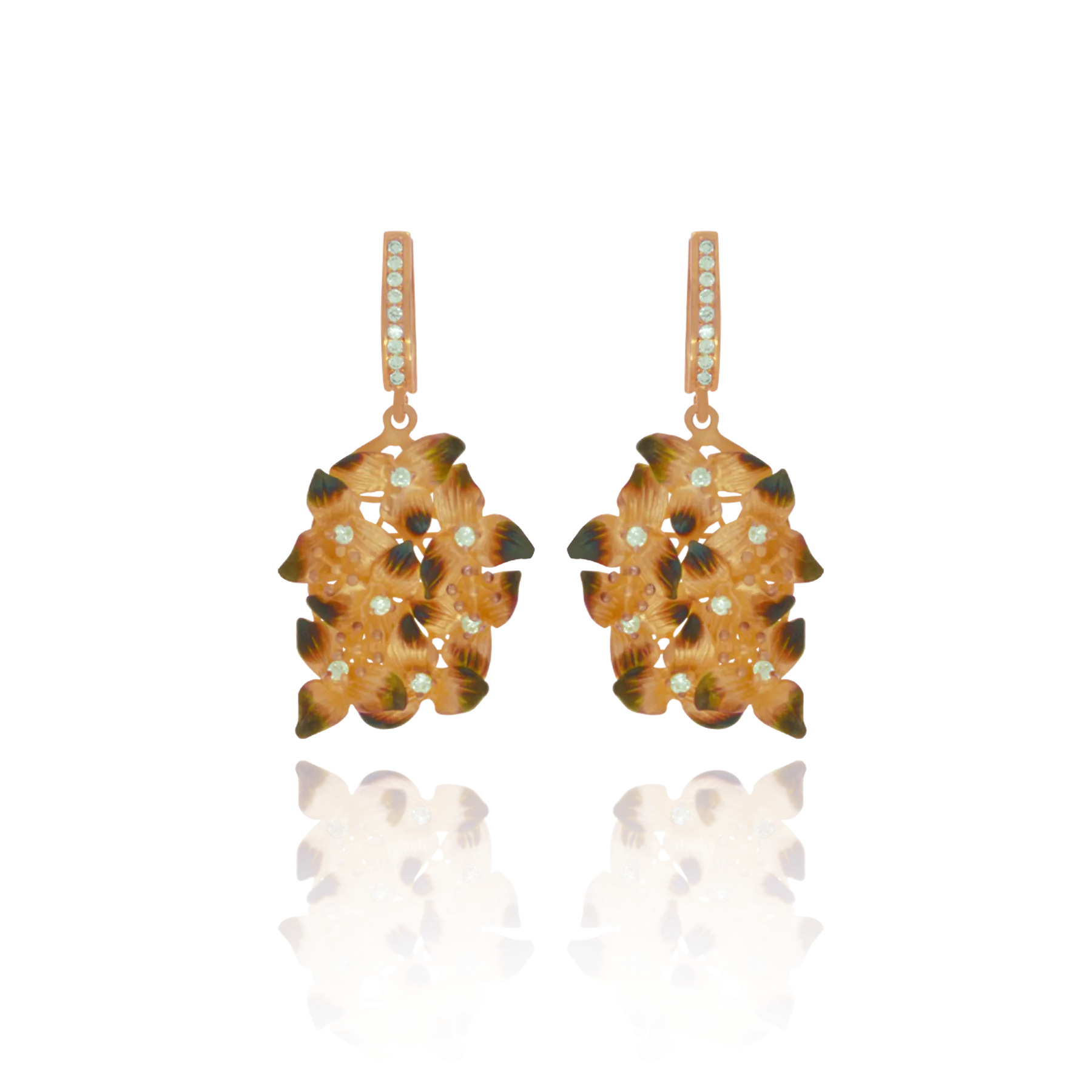 Ember Cluster of Flowers with Sparkling Centers Earrings