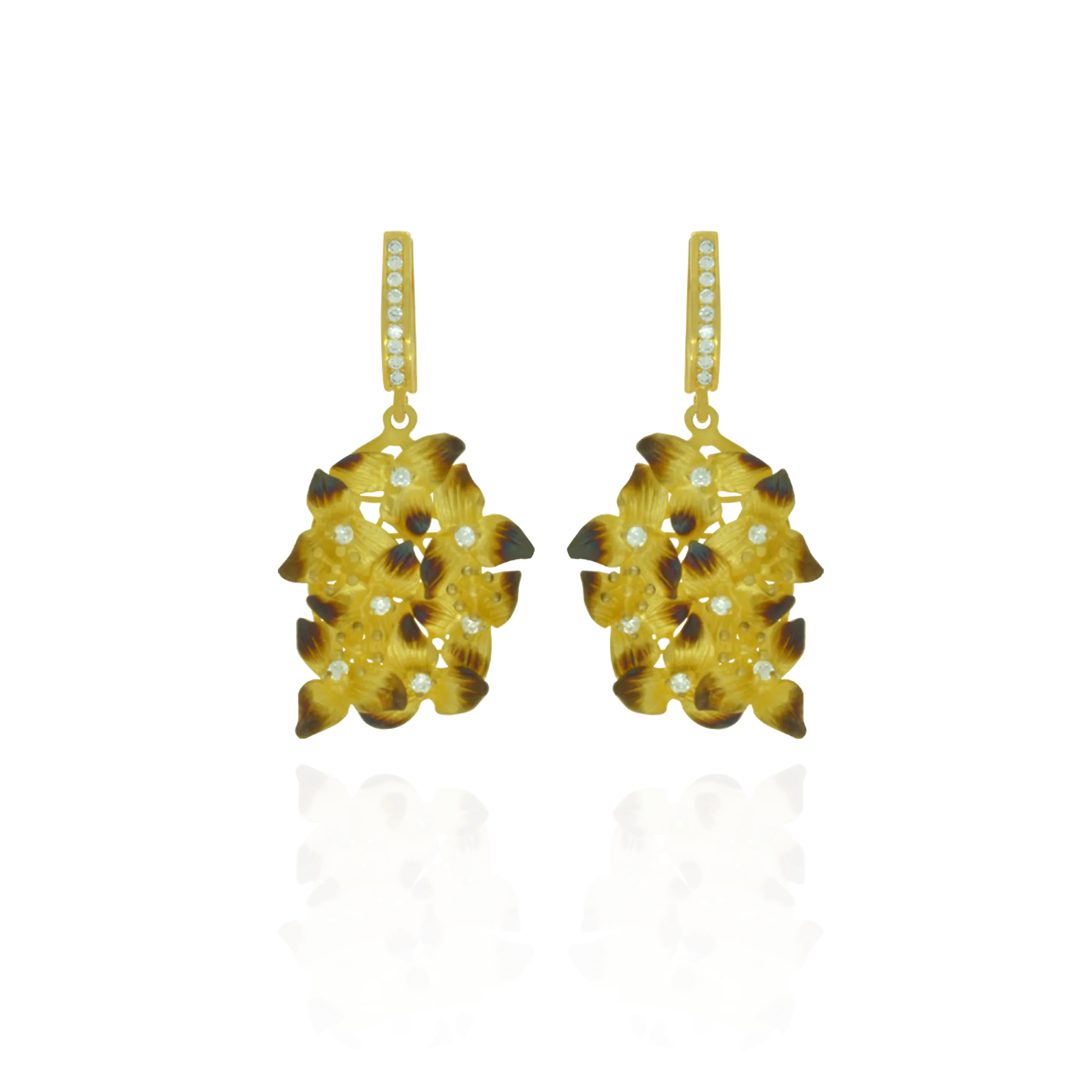 Ember Cluster of Flowers with Sparkling Centers Earrings