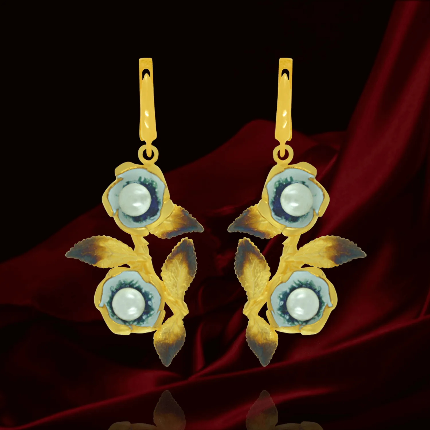 Ember Flower with Pearl Earrings