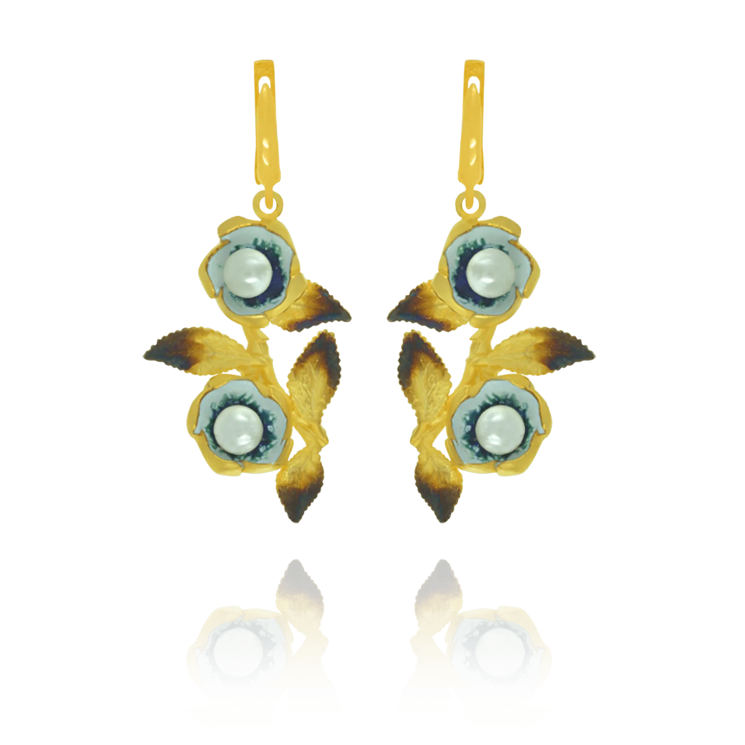 Ember Flower with Pearl Earrings