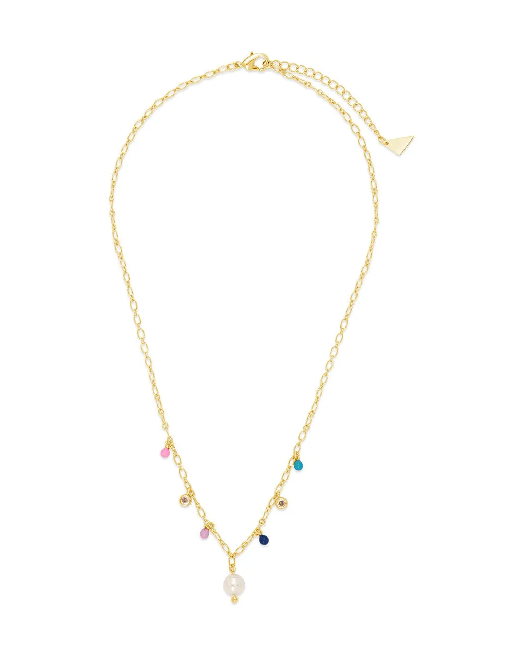 Enamel, Pearl, & CZ Charm Necklace
