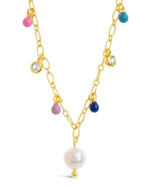 Enamel, Pearl, & CZ Charm Necklace
