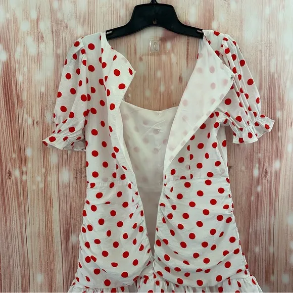 Endless Rose White Retro Style Red Polka Dot Mini Dress