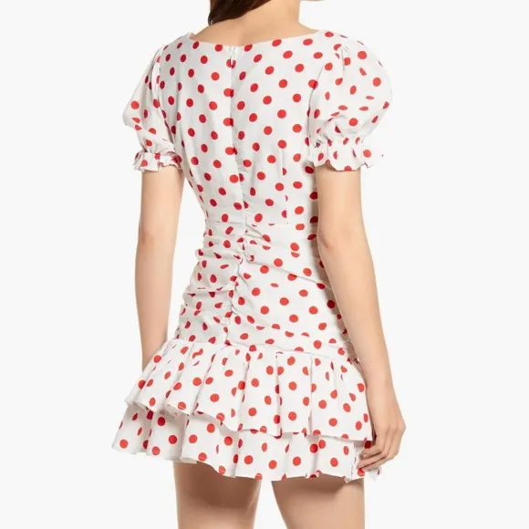 Endless Rose White Retro Style Red Polka Dot Mini Dress