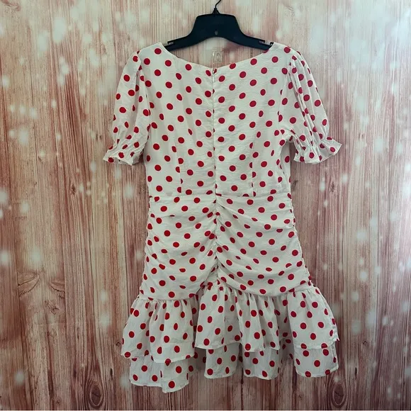 Endless Rose White Retro Style Red Polka Dot Mini Dress