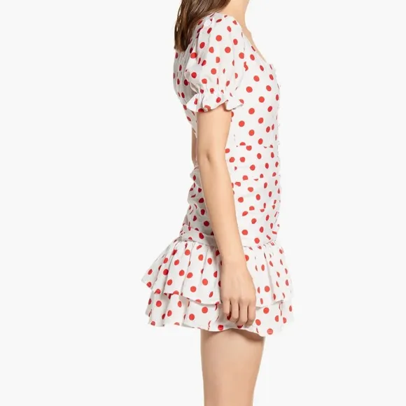 Endless Rose White Retro Style Red Polka Dot Mini Dress