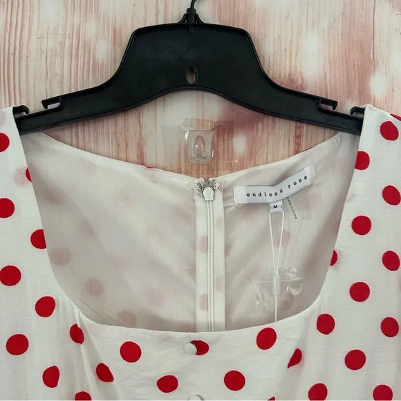 Endless Rose White Retro Style Red Polka Dot Mini Dress