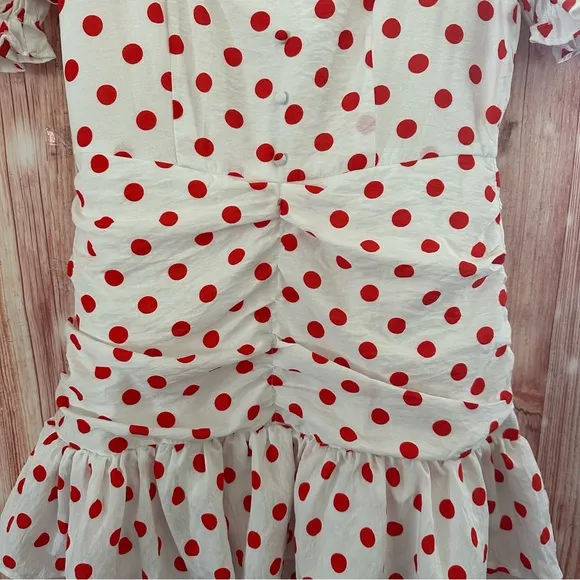 Endless Rose White Retro Style Red Polka Dot Mini Dress