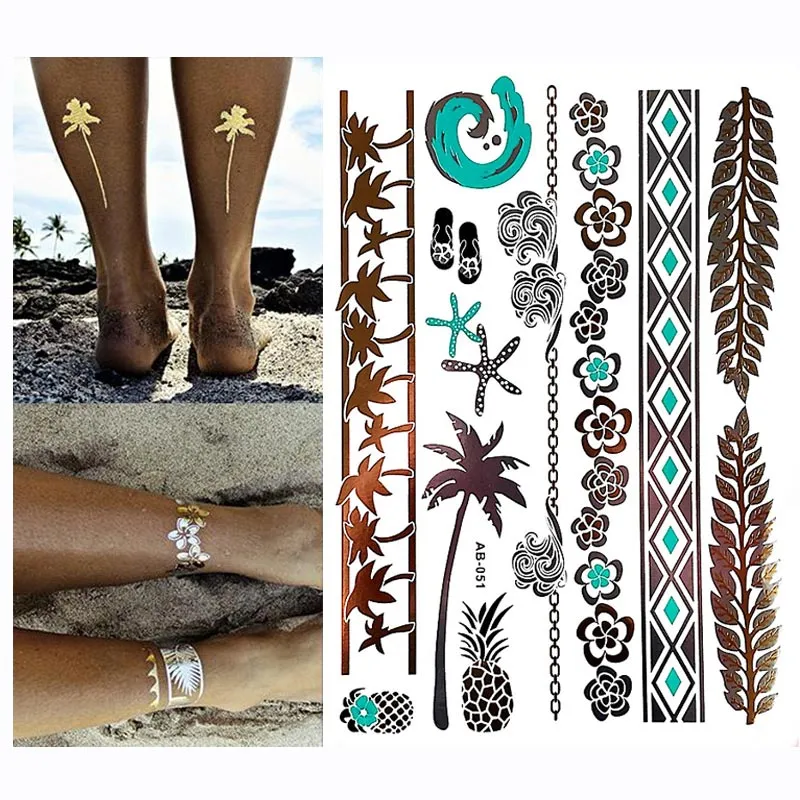 Exquisite Golden Henna  Non Permanent  Body Art Tattoo Sybolism Set