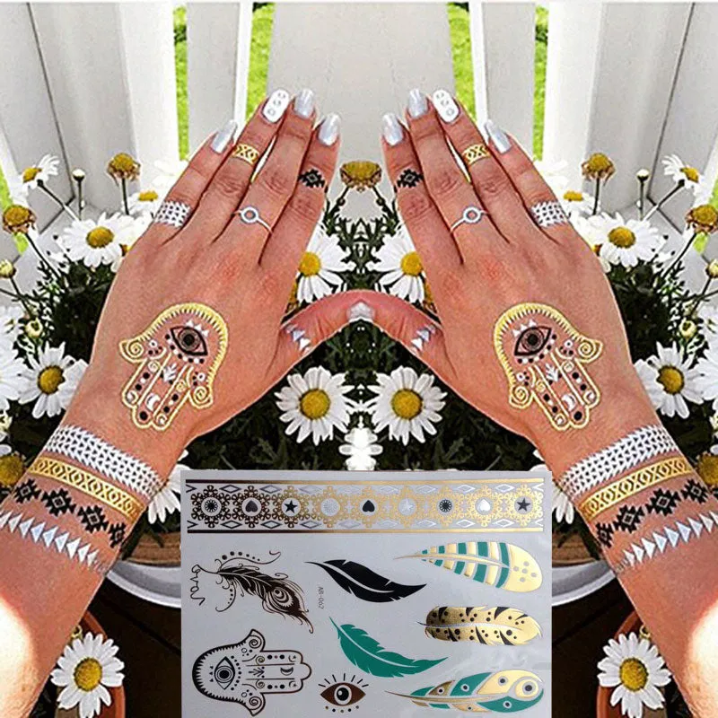 Exquisite Golden Henna  Non Permanent  Body Art Tattoo Sybolism Set