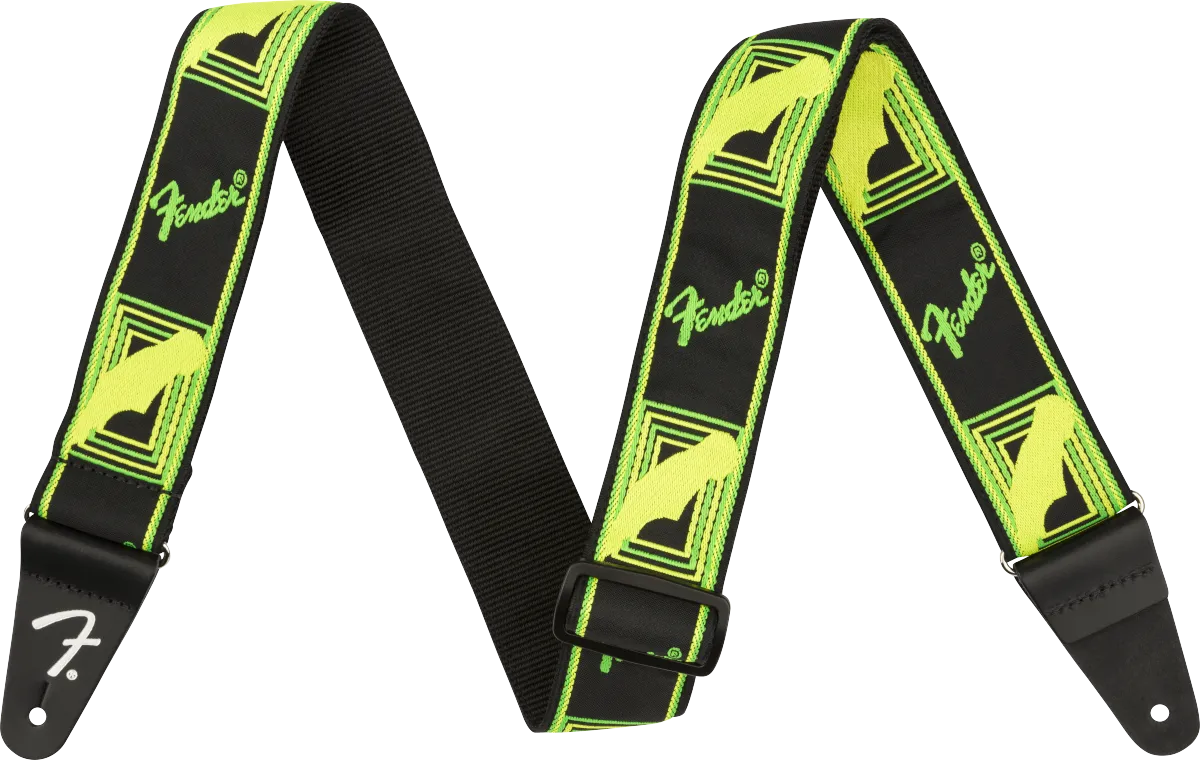 Fender® Neon Monogrammed Strap, Green and Yellow, 2"