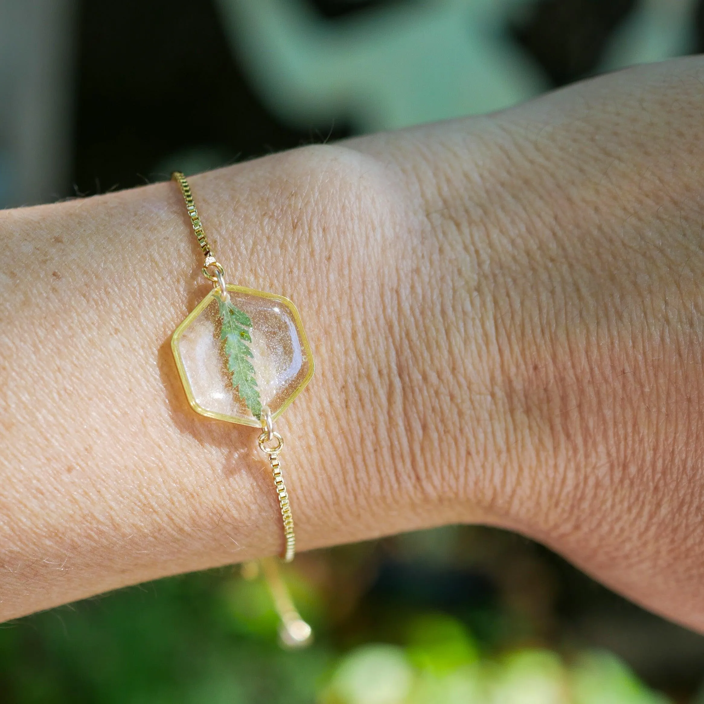Fern Leaf Hexagon Bracelet