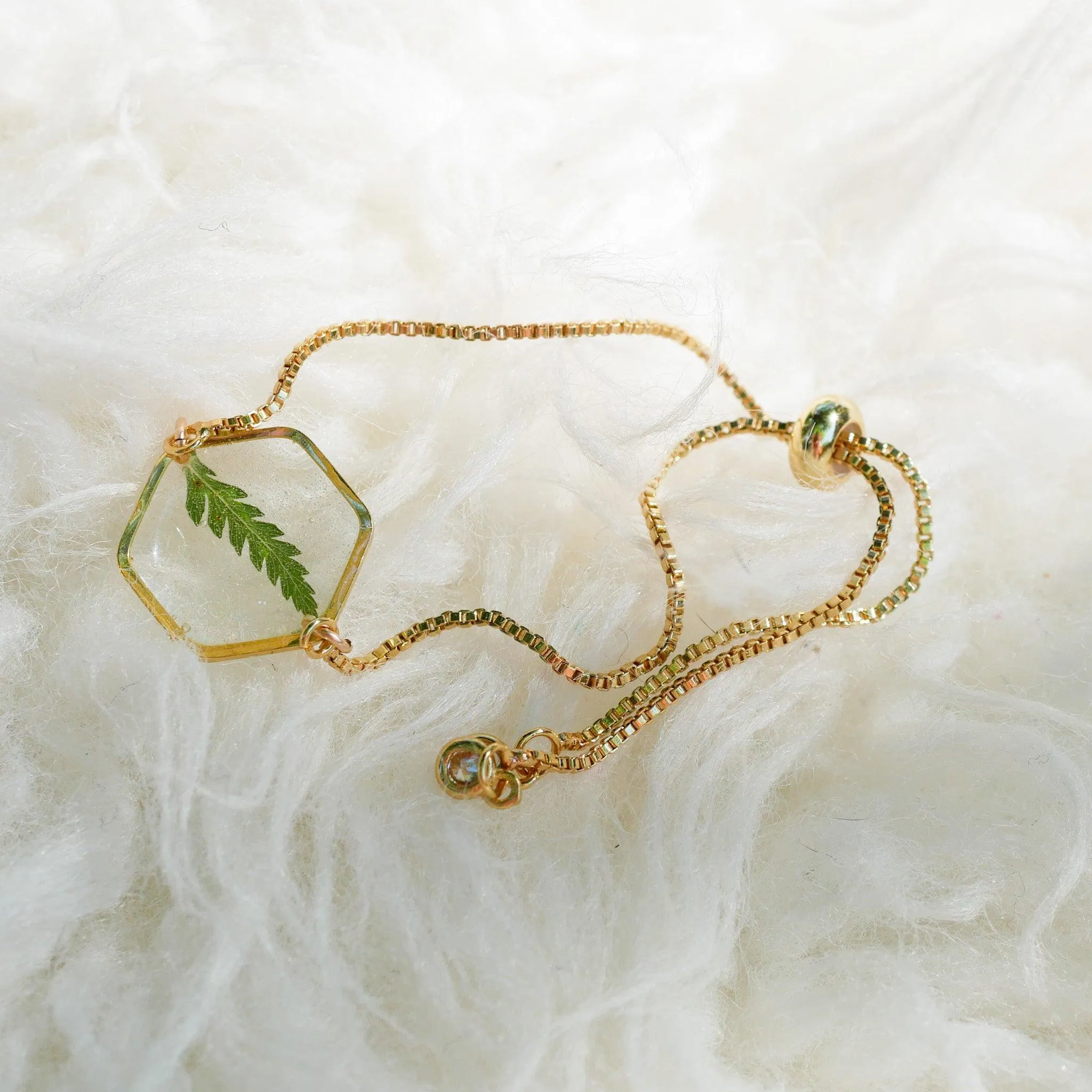 Fern Leaf Hexagon Bracelet